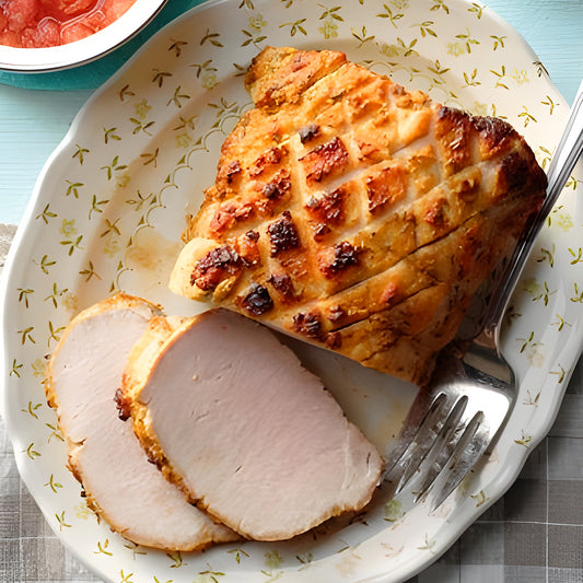 Dijon-Rubbed Pork with Rhubarb Sauce