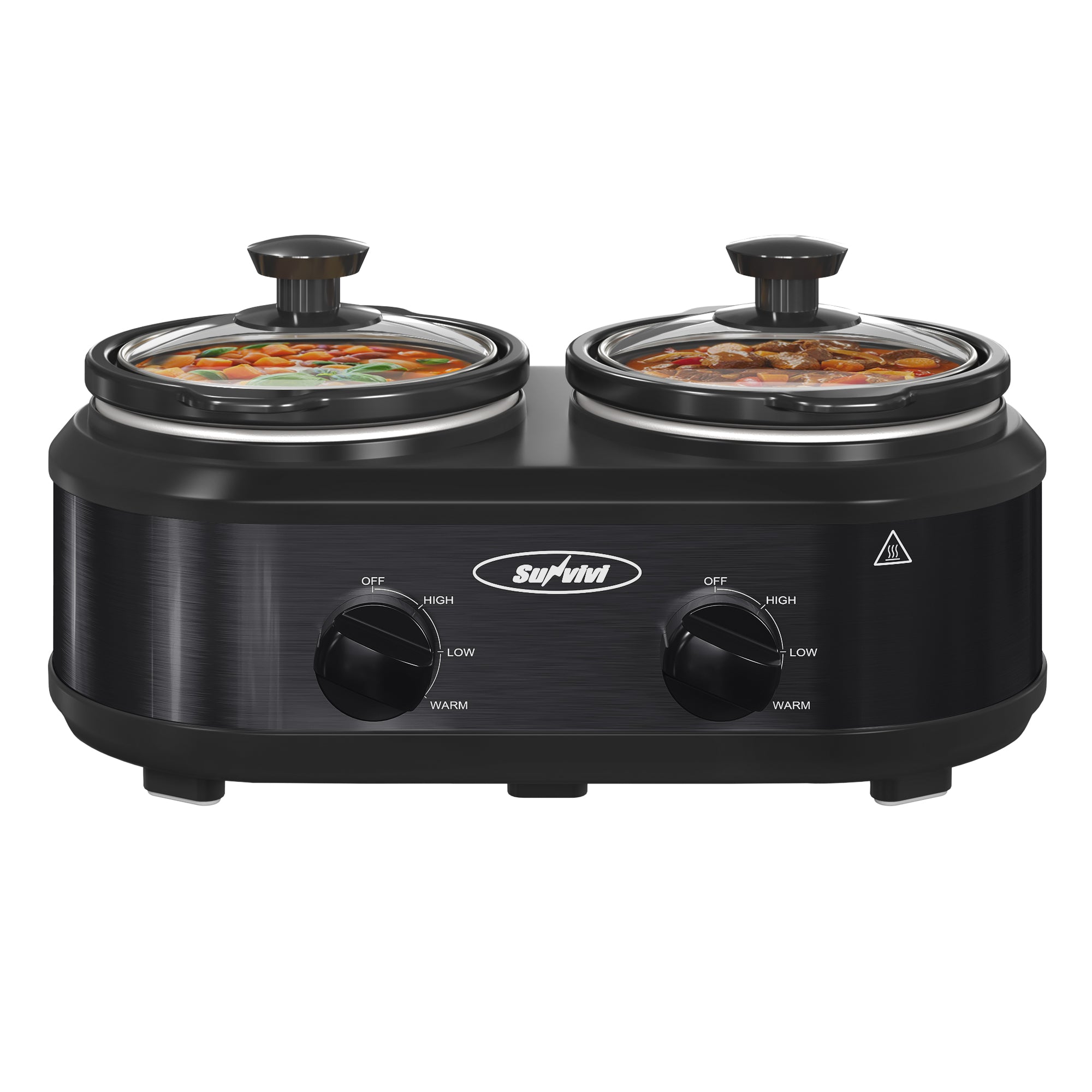 SUNVIVI Small Slow Cooker Triple Food Warmer Buffet Servers with 3