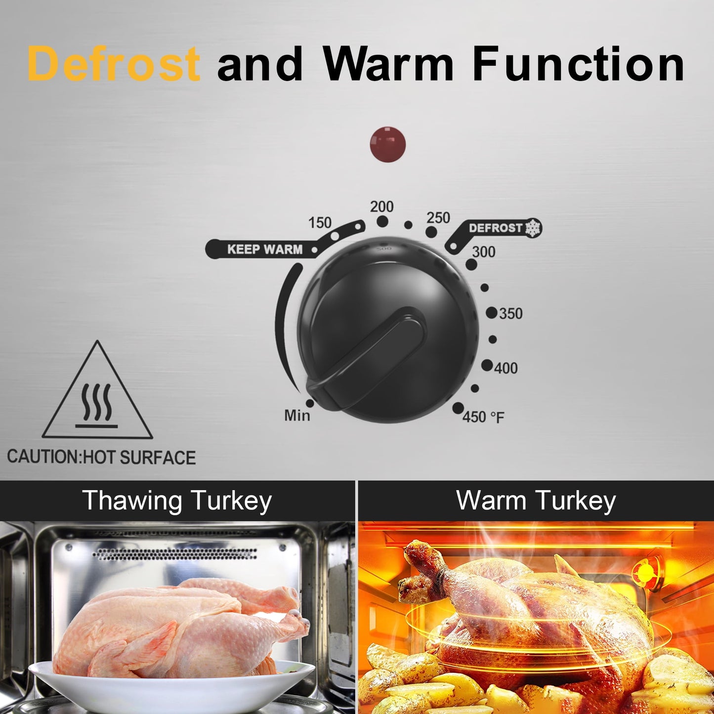 Sunvivi 18 Quart Electric Roaster Oven with Removable Pan, 150 to 450¡ãF Temperature Control, and Cool-Touch Handles, Silver