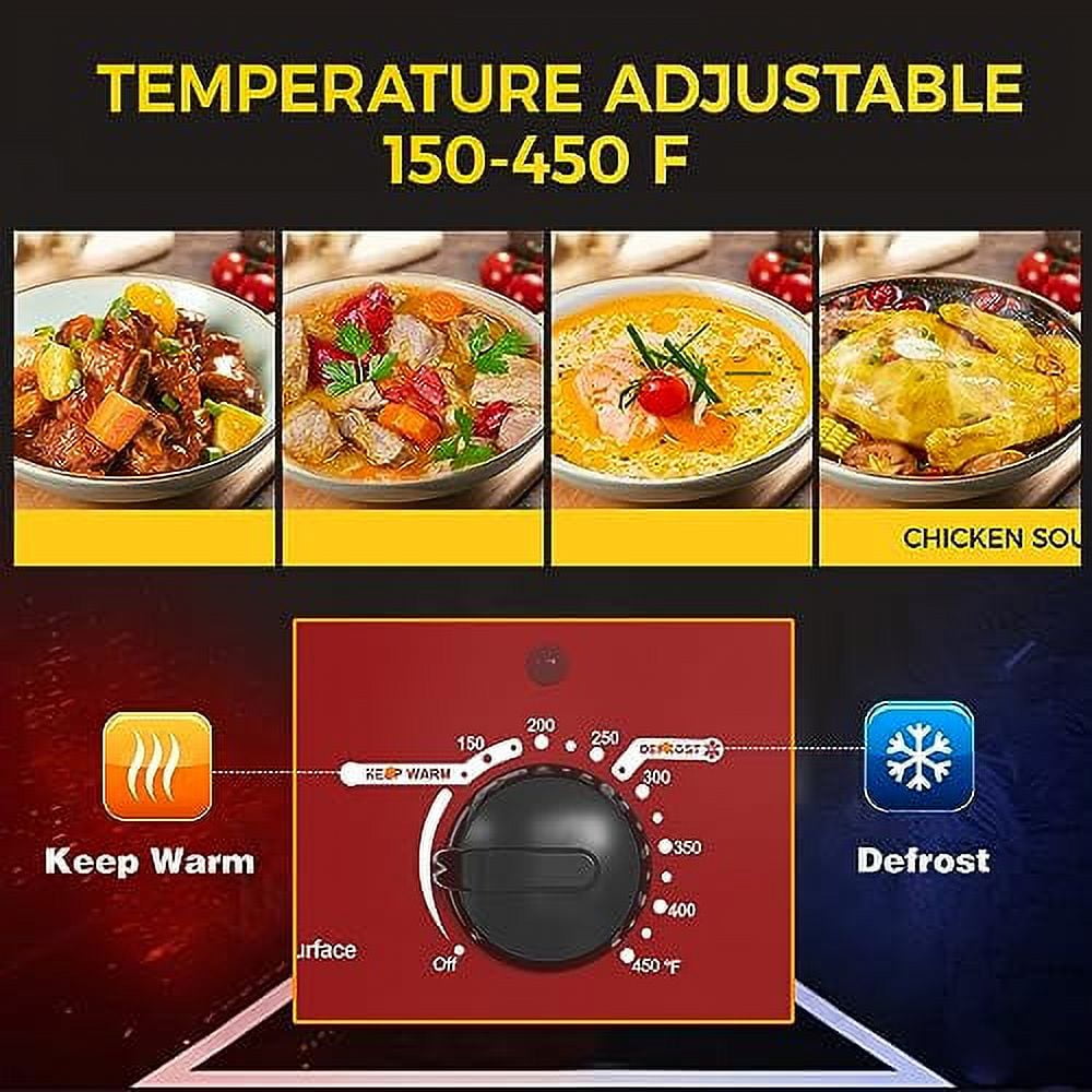 SUNVIVI 20 Quart Turkey Electric Roaster Oven with Self-Basting Lids, Stainless Steel, Red