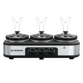 Sunvivi Triple Slow Cooker Buffet Server with 10 Cooking Liners, 3 x 1.5QT