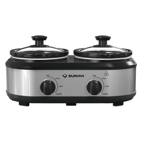 Sunvivi 2.5QT Double Slow Cooker Buffet Server with Dual 1.25 Pots