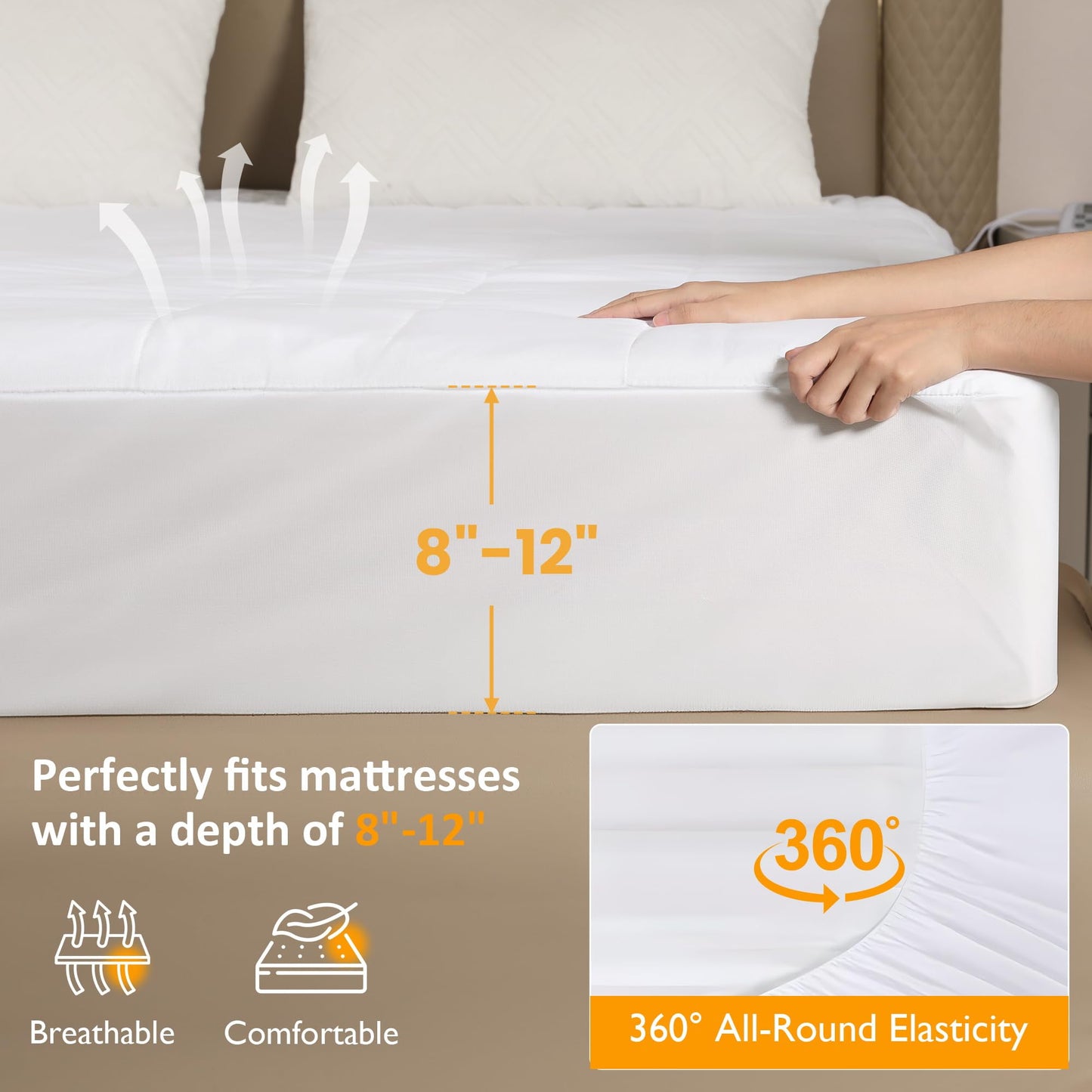 Sunvivi King Size Heated Mattress, Electric Bed Mattress Pad with 12-Hour Timer & 10 Heat Settings, Full Bed Warmer with Dual Controller, Machine Washable, 78in x 80in