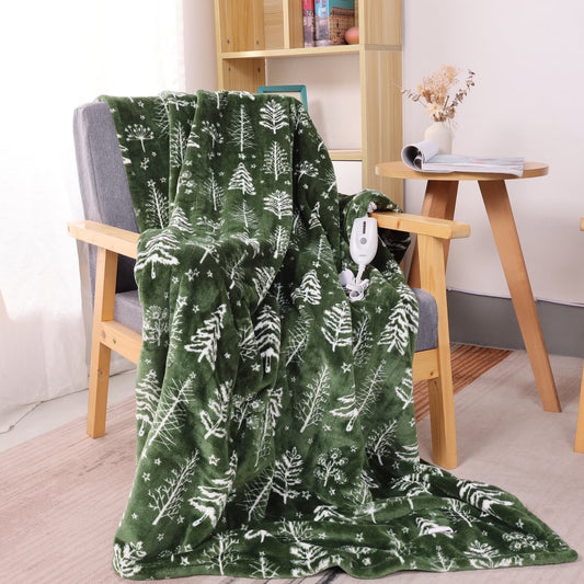 SUNVIVI 50" x 60" Electric Blankets Heated Throw Soft Flannel Heating Blanket with 4 Hours Auto Off, 5 Years Warranty, ETL Certified, Machine Washable, Green-1