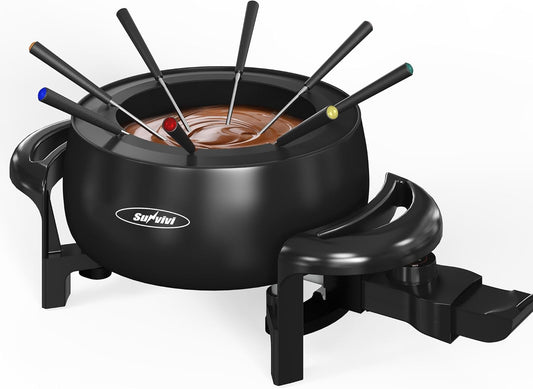 Electric Fondue Pot Set, 3 Quart Fondue Set for Melting Chocolate Cheese with 8 Color-Coded Forks