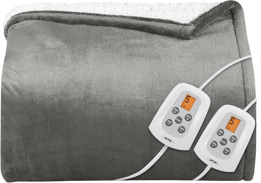 SUNVIVI Heated Blanket Queen Size, Electric Throw Dual Control