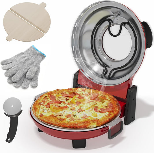 Sunvivi Electric Indoor Pizza Oven: Countertop Pizza Maker with Temp Control Knob, Heats up to 770¨H, Portable Pizza Cooker Warmer with Pizza Stone, Pizza Peel , Viewing Window for Home, Camping