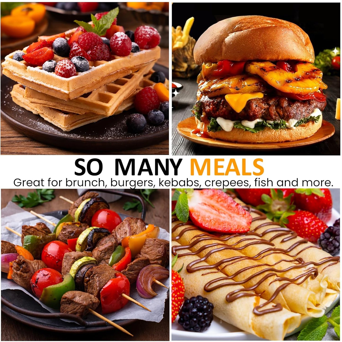 Sunvivi Electric Griddle Flat Grill: Indoor Grill with 2 Adjustable Temp Knobs, Nonstick Cooking Plate, Large Grill Pan with Drip Tray, 2 Cooking Zone , Easy to Clean