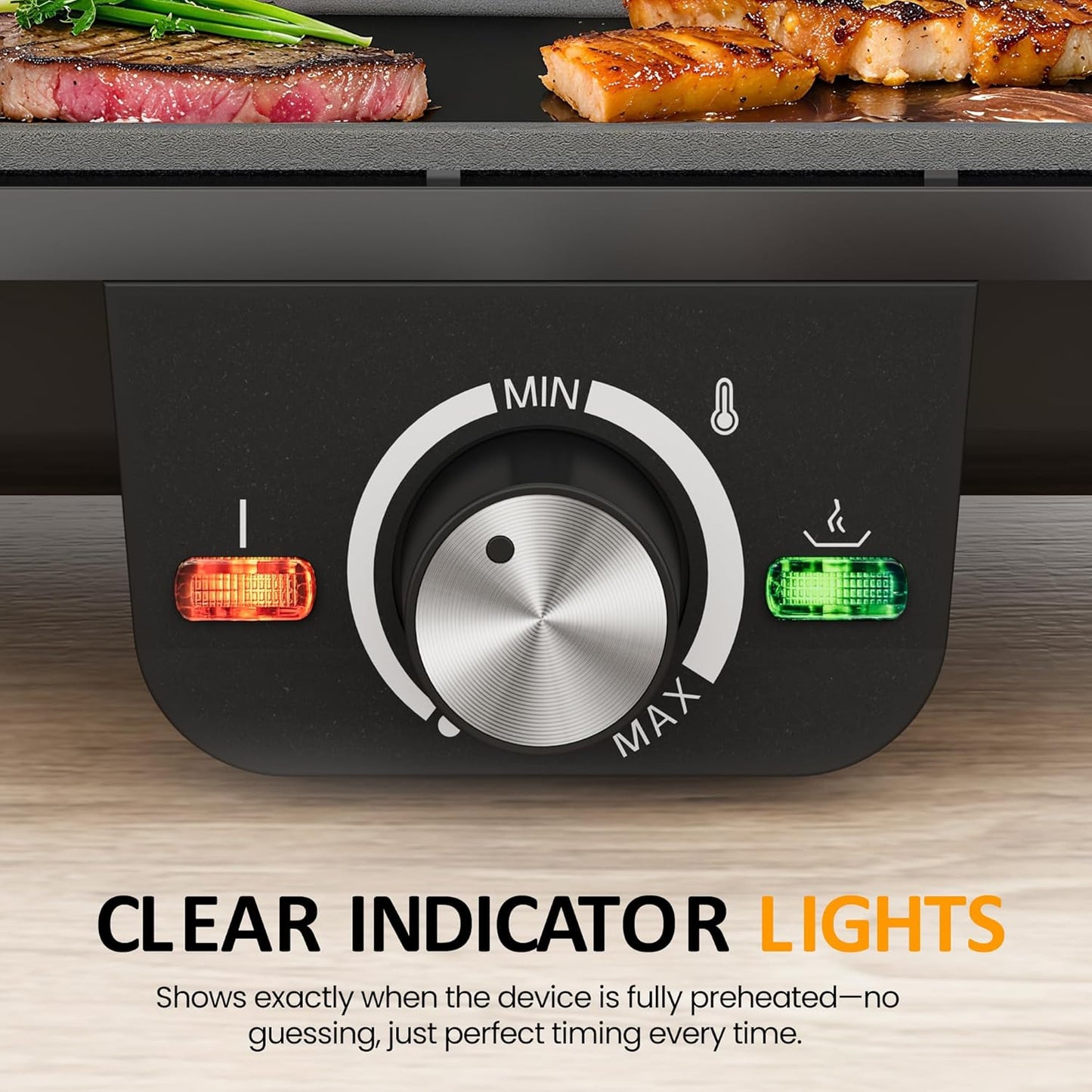 Sunvivi Electric Griddle Flat Grill: Indoor Grill with 2 Adjustable Temp Knobs, Nonstick Cooking Plate, Large Grill Pan with Drip Tray, 2 Cooking Zone , Easy to Clean