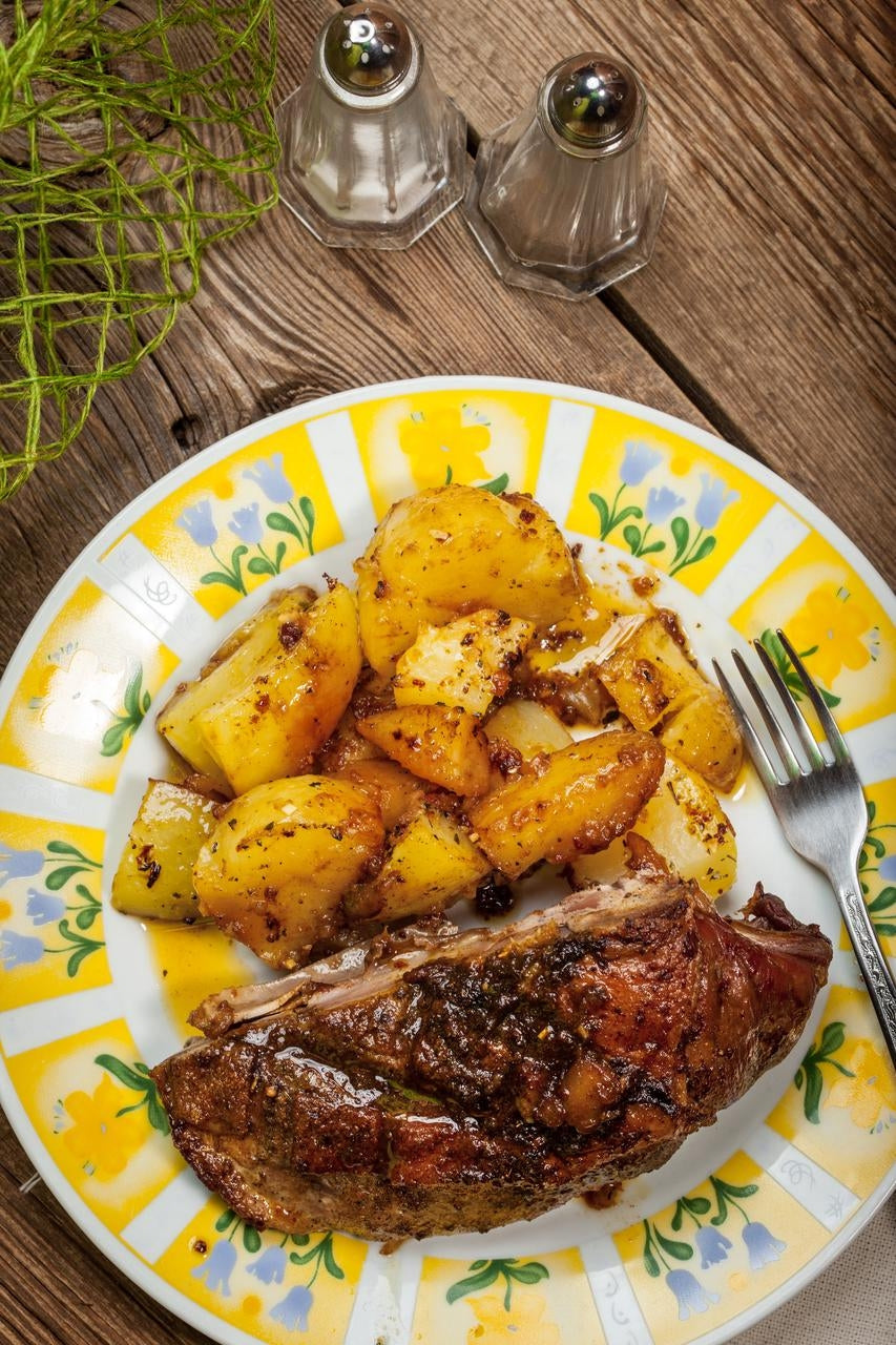 Roasted Lamb Shoulder with Baby Potatoes