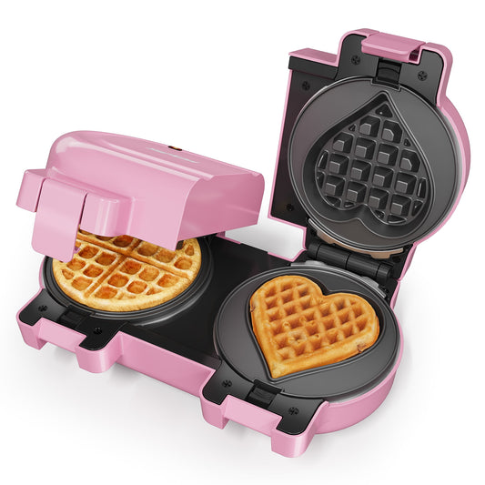 Sunvivi Double Waffle Maker with Removable Nonstick Plates and One-Touch Control