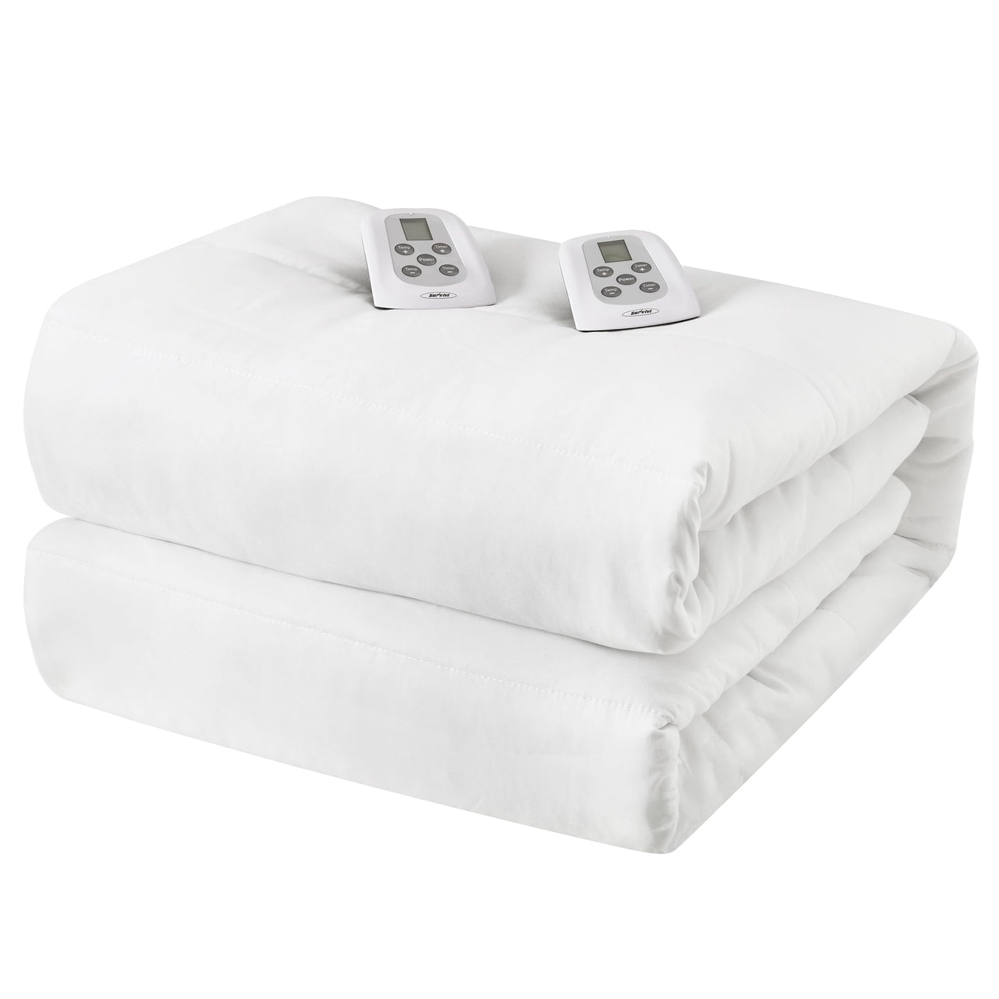 Sunvivi King Size Heated Mattress, Electric Bed Mattress Pad with 12-Hour Timer & 10 Heat Settings, Full Bed Warmer with Dual Controller, Machine Washable, 78in x 80in