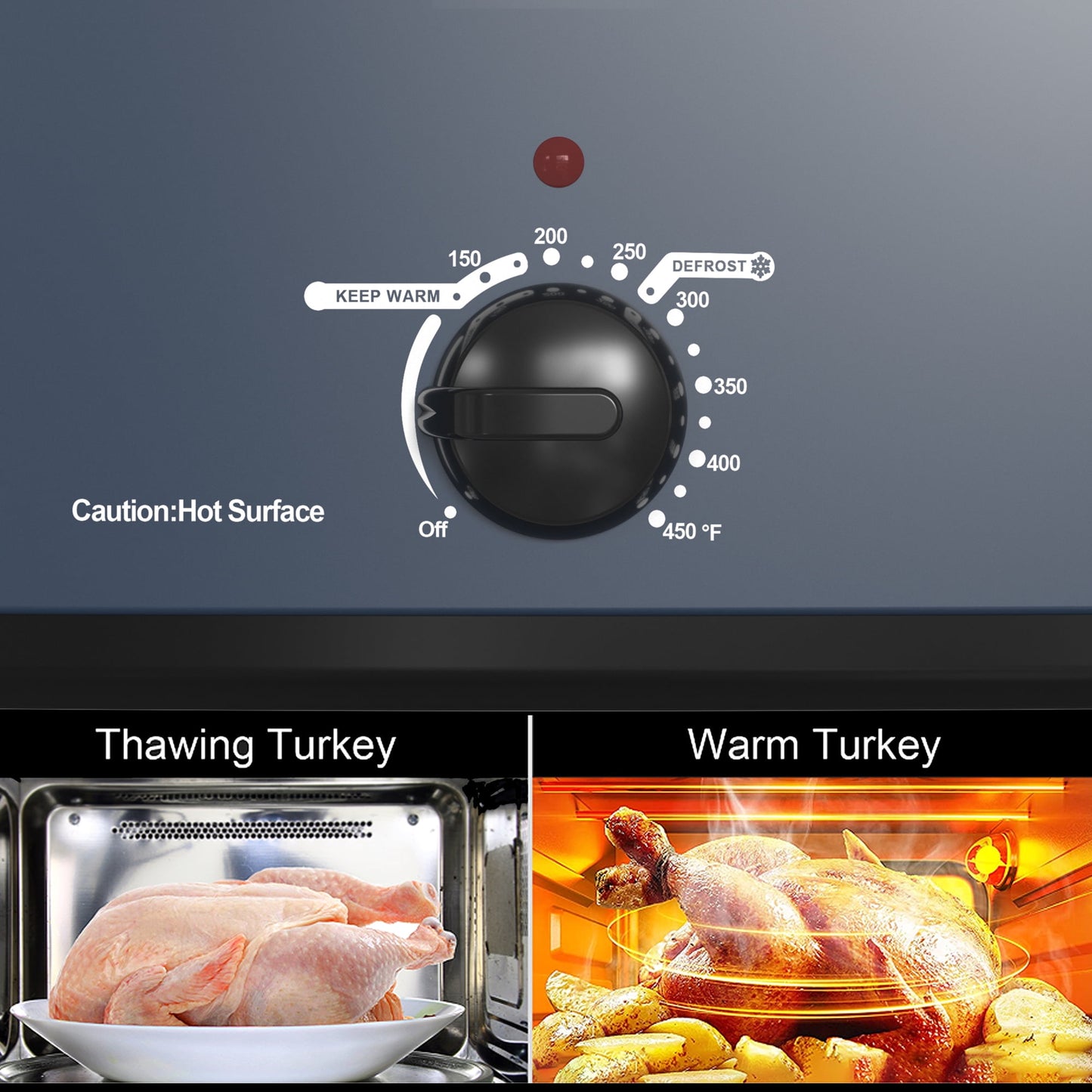 Sunvivi 24qt Electric Roaster Oven with Self-Basting Lid, Stainless Steel, Blue