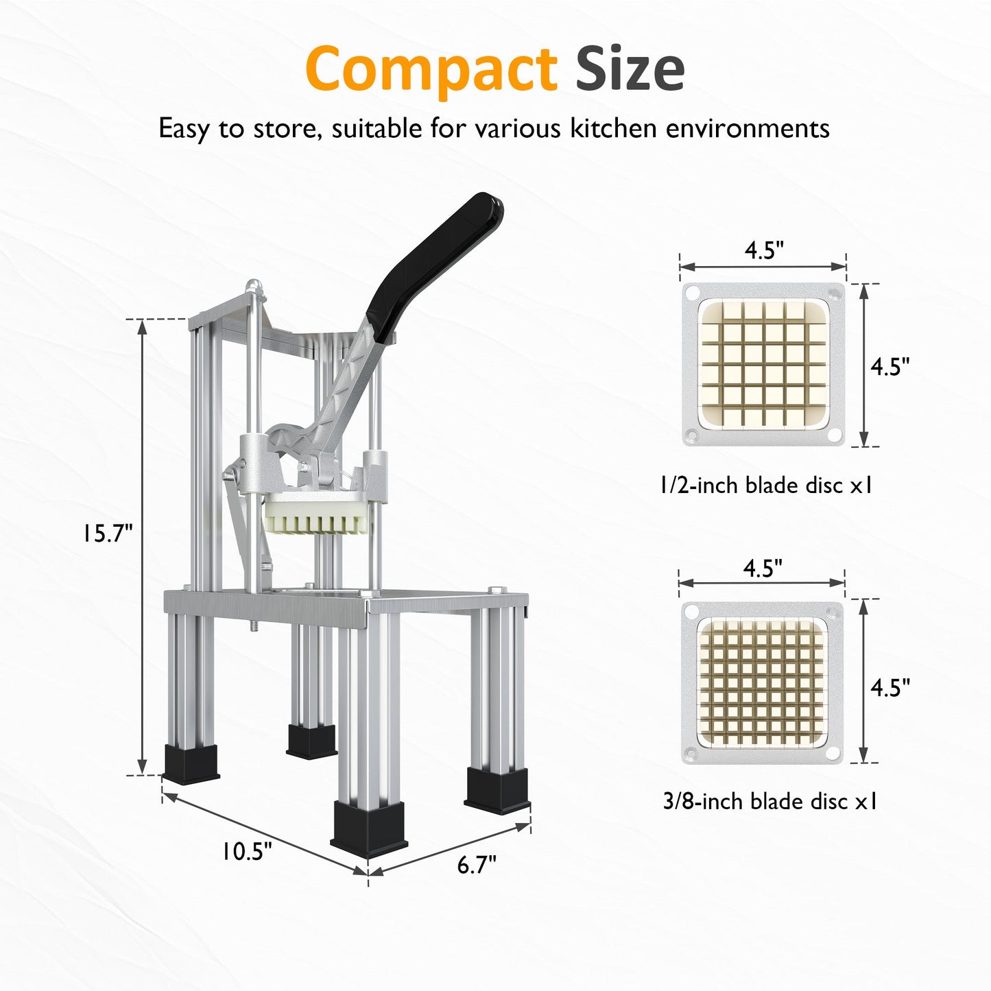 French Fry Cutter with 1/2 Inch and 3/8 Inch Blades Stainless Steel