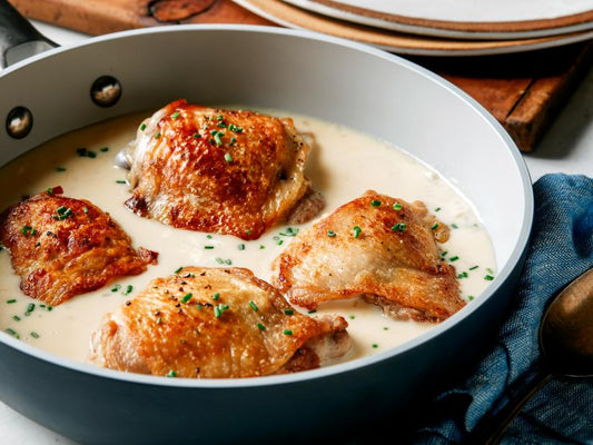 Skillet Chicken Thighs with White Wine–Butter Sauce