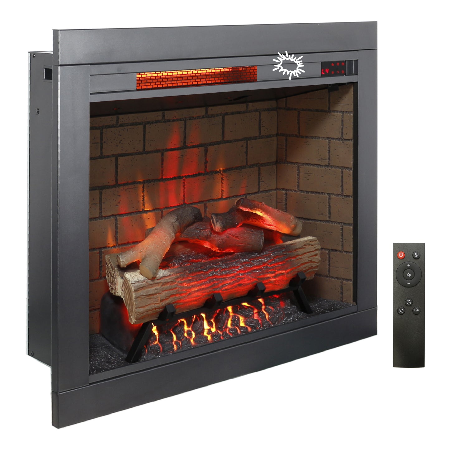 28 inch Infrared Electric Fireplace with Removable Trim kit Insert, Touch Panel Home Decor Heater, Smokeless Firebox With Fire Crackling Sound
