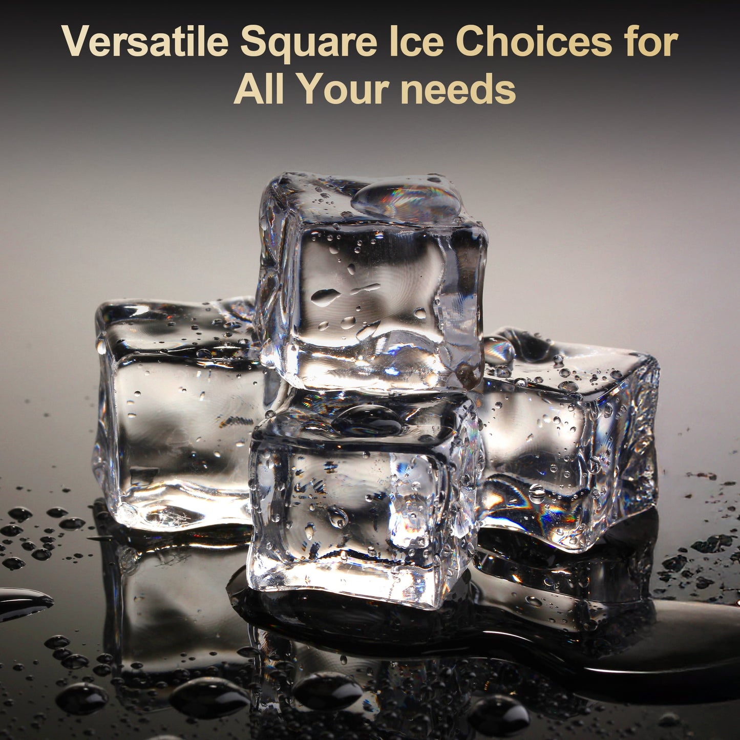 Sunvivi Clear Ice Maker for Home ¨C Compact Countertop Ice Machine with 1.6" Square Ice Cubes, Self-Cleaning, LED Light & Timer, Portable Electric Ice Maker for Kitchen, Bar, RV, Black