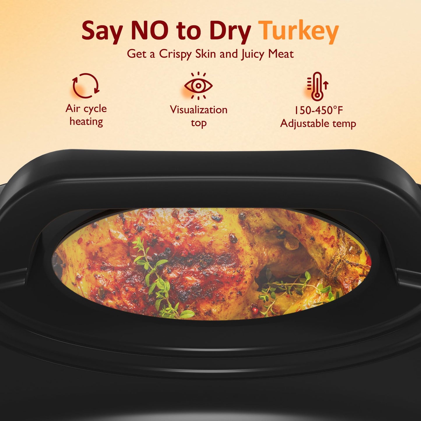 Sunvivi Electric Roaster Oven with Self-Basting Lid, 26 Quart, 150-450¡ãF, Gray
