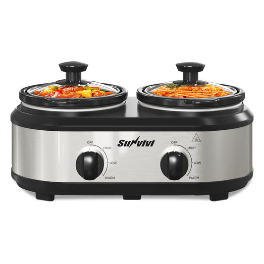 Sunvivi Dual Pot Slow Cooker, 2*1.25 QT