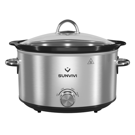 Sunvivi 4 Quart Slow Cooker with 3 Heating Settings