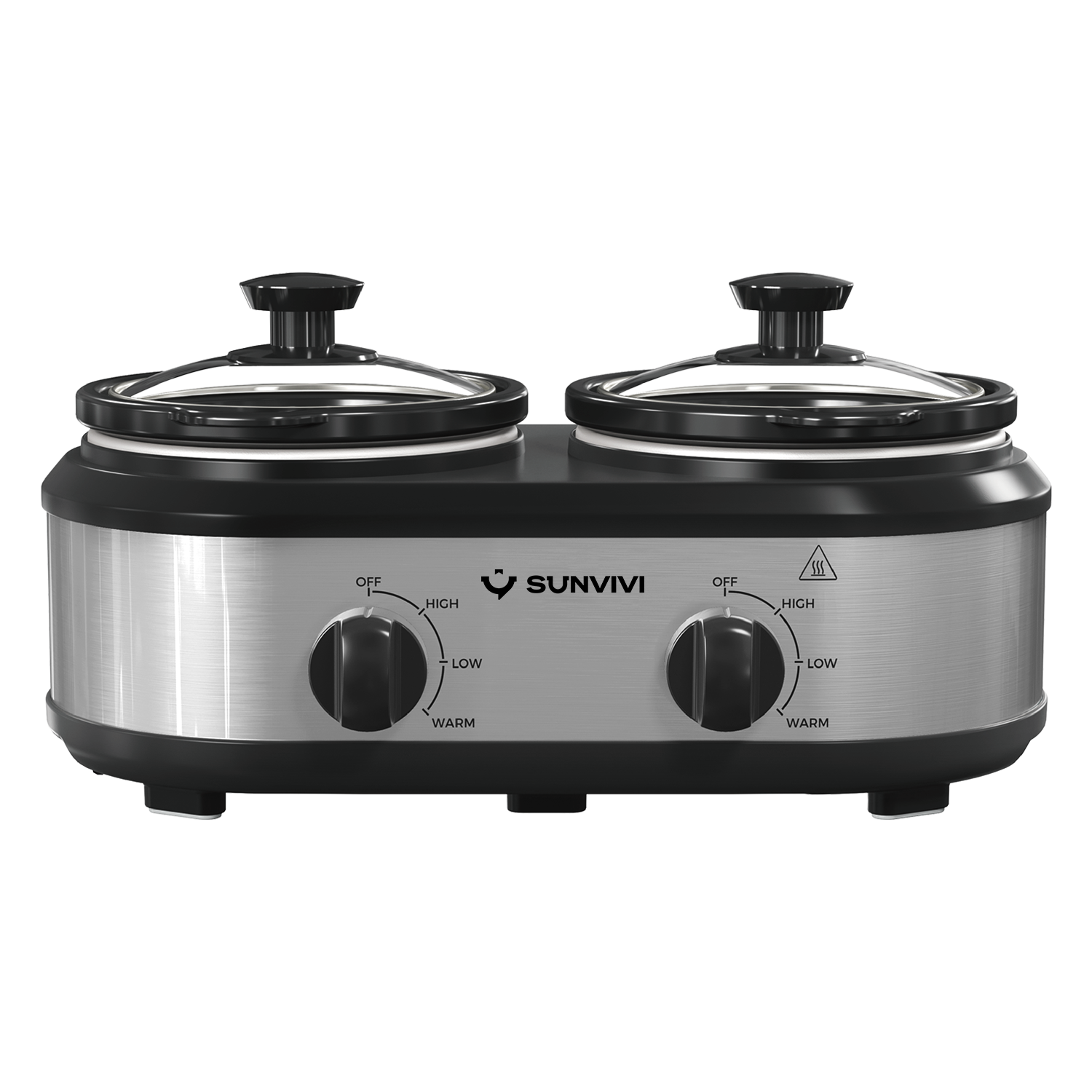 Sunvivi 2.5QT Double Slow Cooker Buffet Server with Dual 1.25 Pots