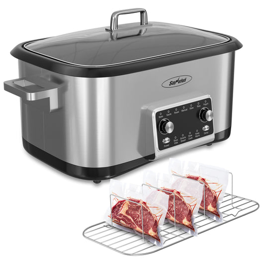 Sunvivi 8 Quart Slow Cooker Roaster Oven, 12 in 1 Programmable Multi-Cooker Food Warmer