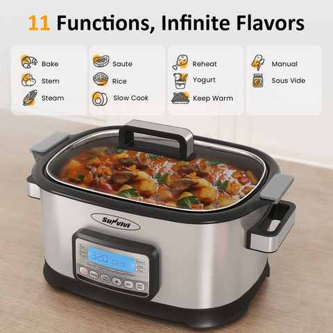 Sunvivi 6.5QT 11-in-1 Multi Cooker with Smart Touch Control