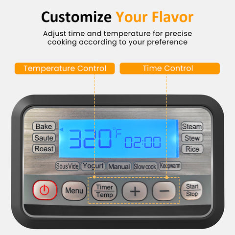 Sunvivi 6.5QT 11-in-1 Multi Cooker with Smart Touch Control