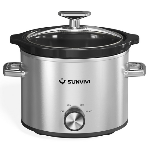 Sunvivi 2QT Slow Cooker with 3 Heat Settings