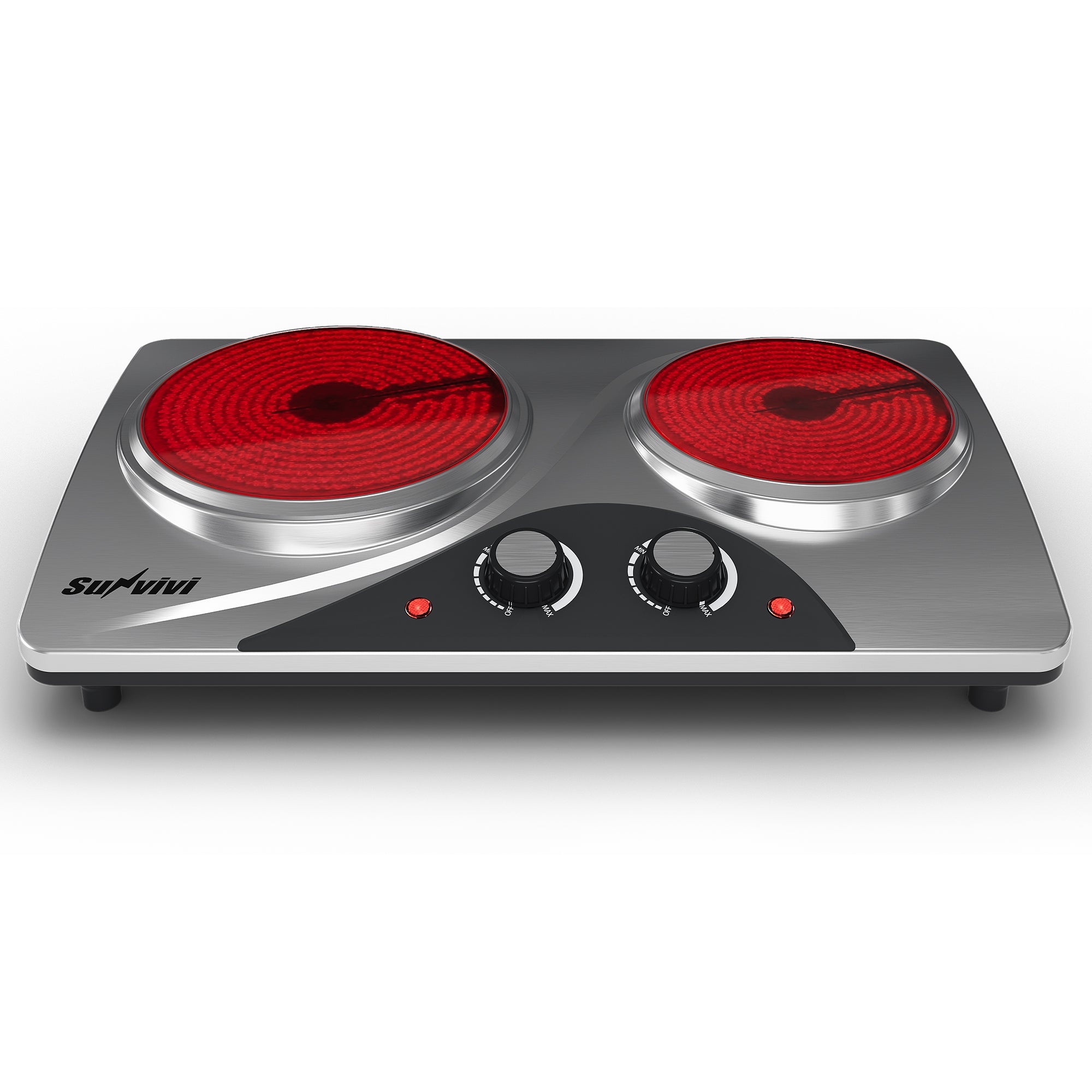 Sunvivi 1800W Dual Burner Portable Electric Ceramic Stove ¨C Knob Control