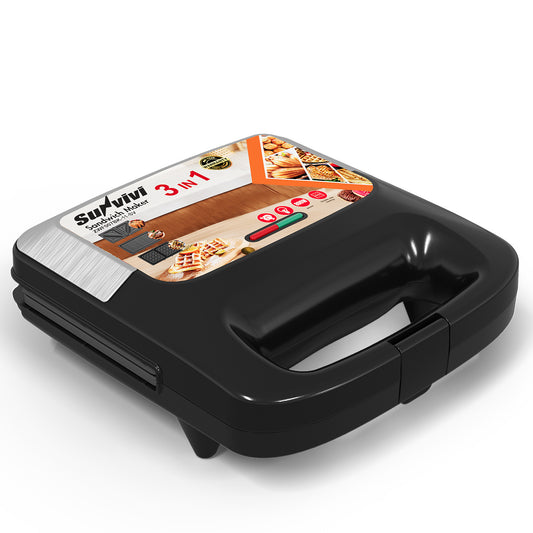 Sunvivi 3 in 1 Electric Waffle, Grill & Sandwich Maker