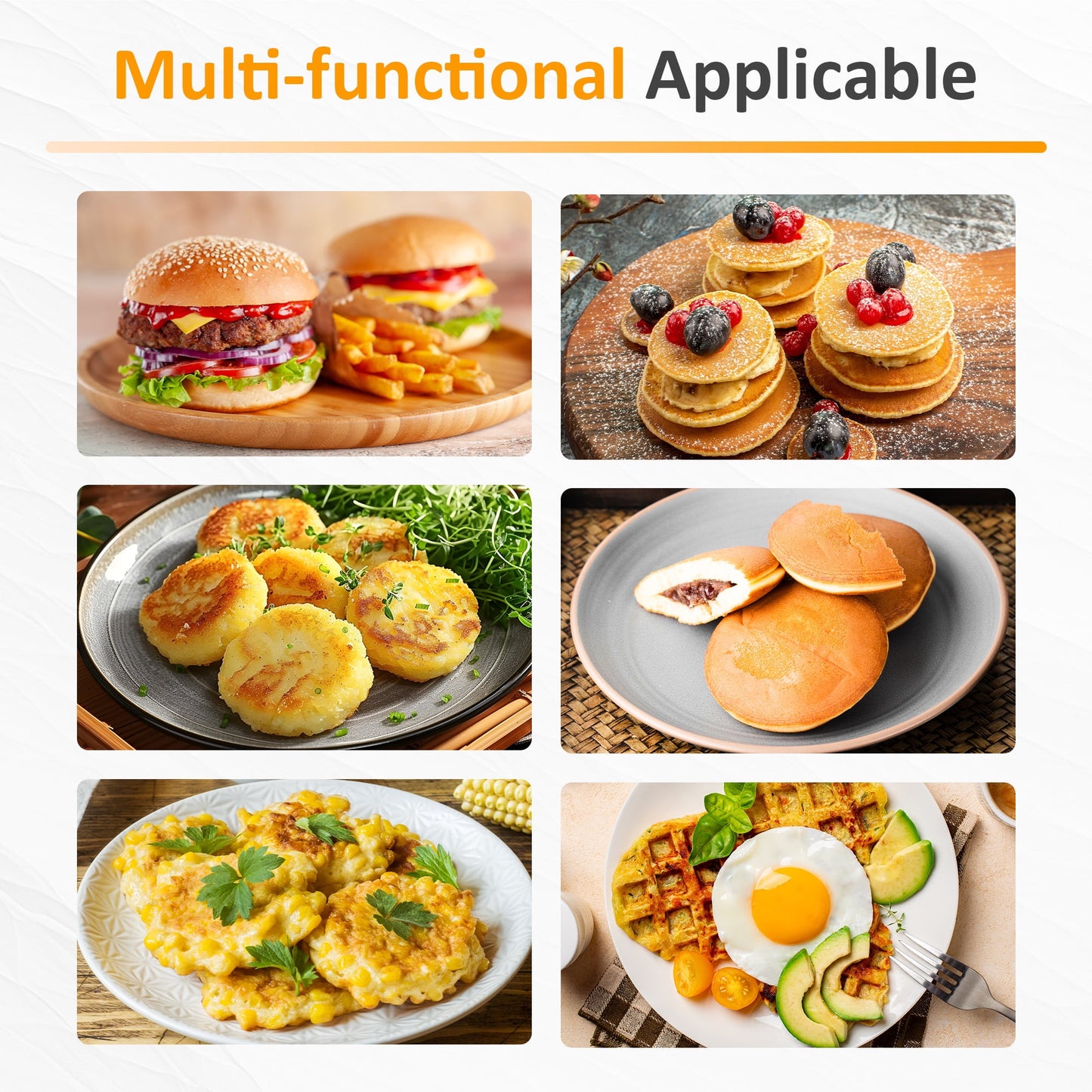 Sunvivi Breakfast Sandwich Maker with Egg Cooker Ring and Non-Stick Baking Plate, for Stuffed Burgers, Sliders, English Muffins, Mini Waffles