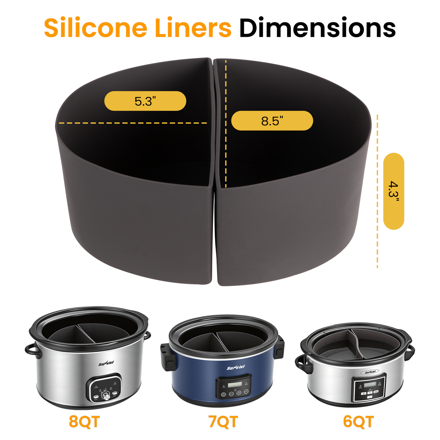 2 in 1 Silicone Slow Cooker Liners Fit for Crock Pots 6 Quart