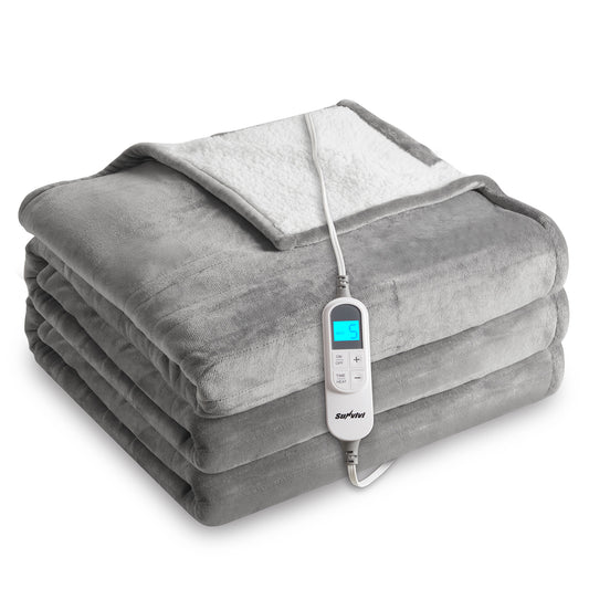 SUNVIVI Heated Blanket Queen Size, Electric Throw Dual Control