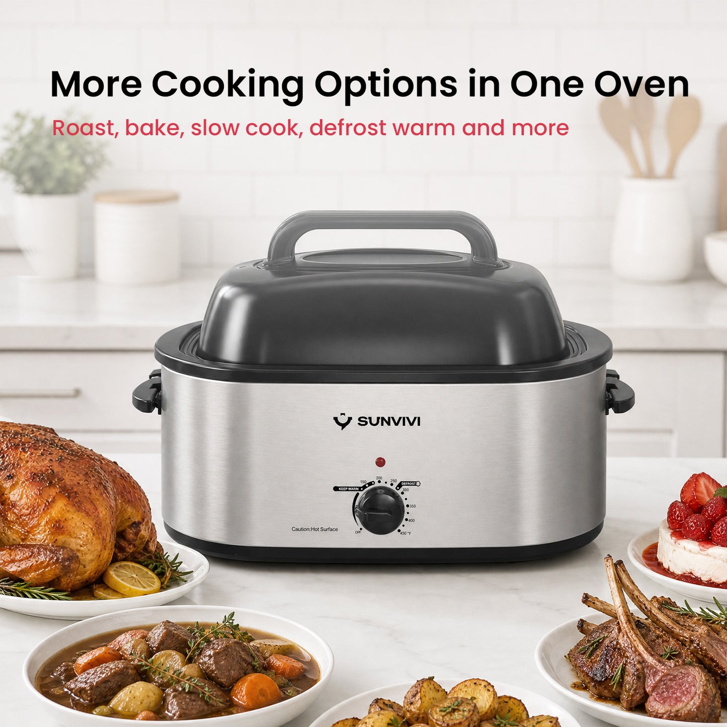 Sunvivi 18 QT Electric Roaster, Turkey Roaster Oven