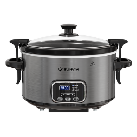 Sunvivi 4QT Digital Slow Cooker with Programmable Timer & Locking Lid