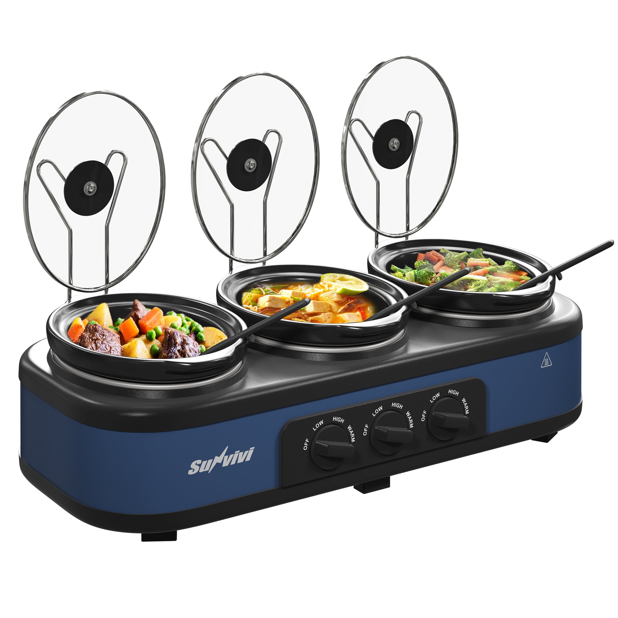 Sunvivi Triple Slow Cooker Buffet Servers and Warmer, 3*2.5 Quarts