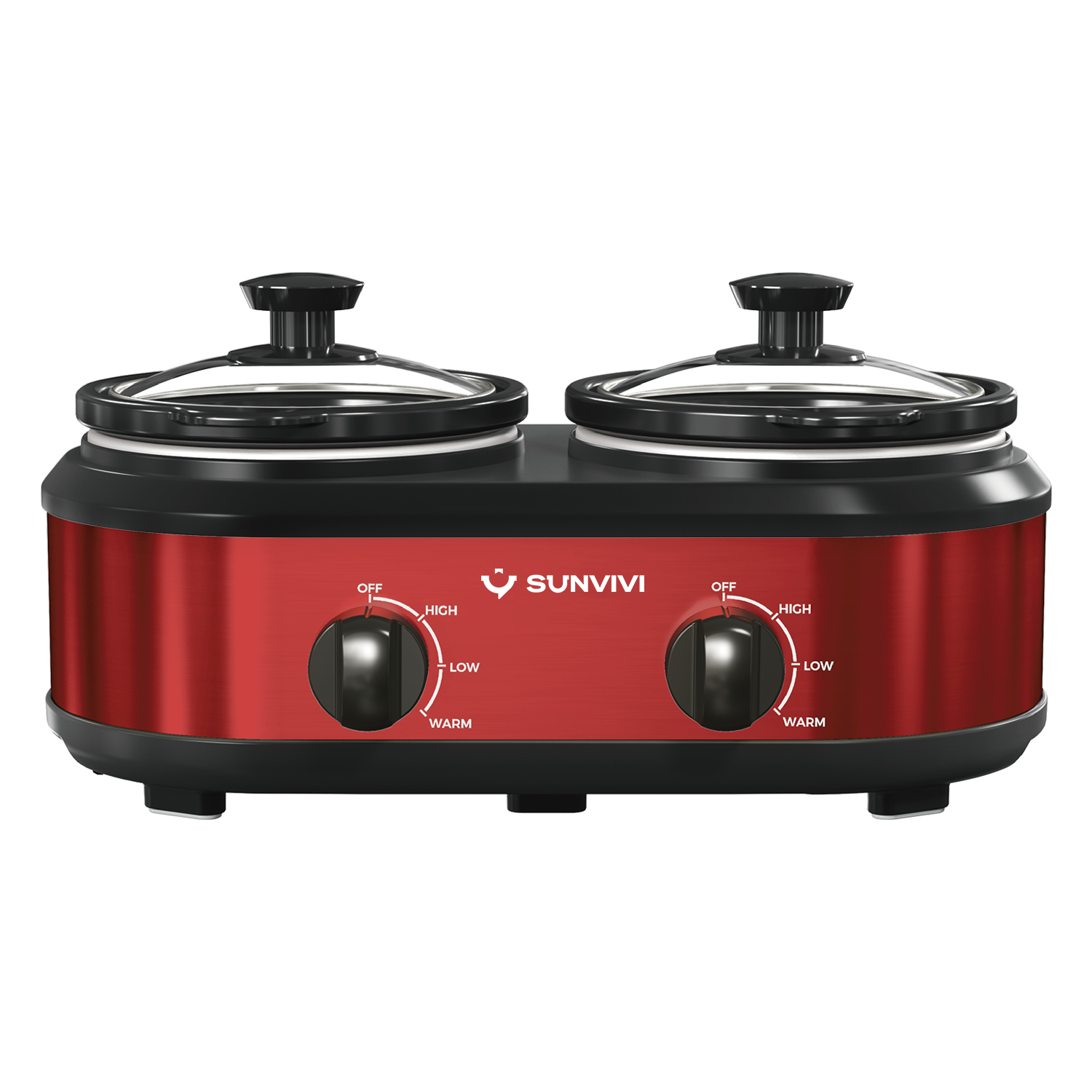 Sunvivi 2.5QT Double Slow Cooker Buffet Server with Dual 1.25 Pots