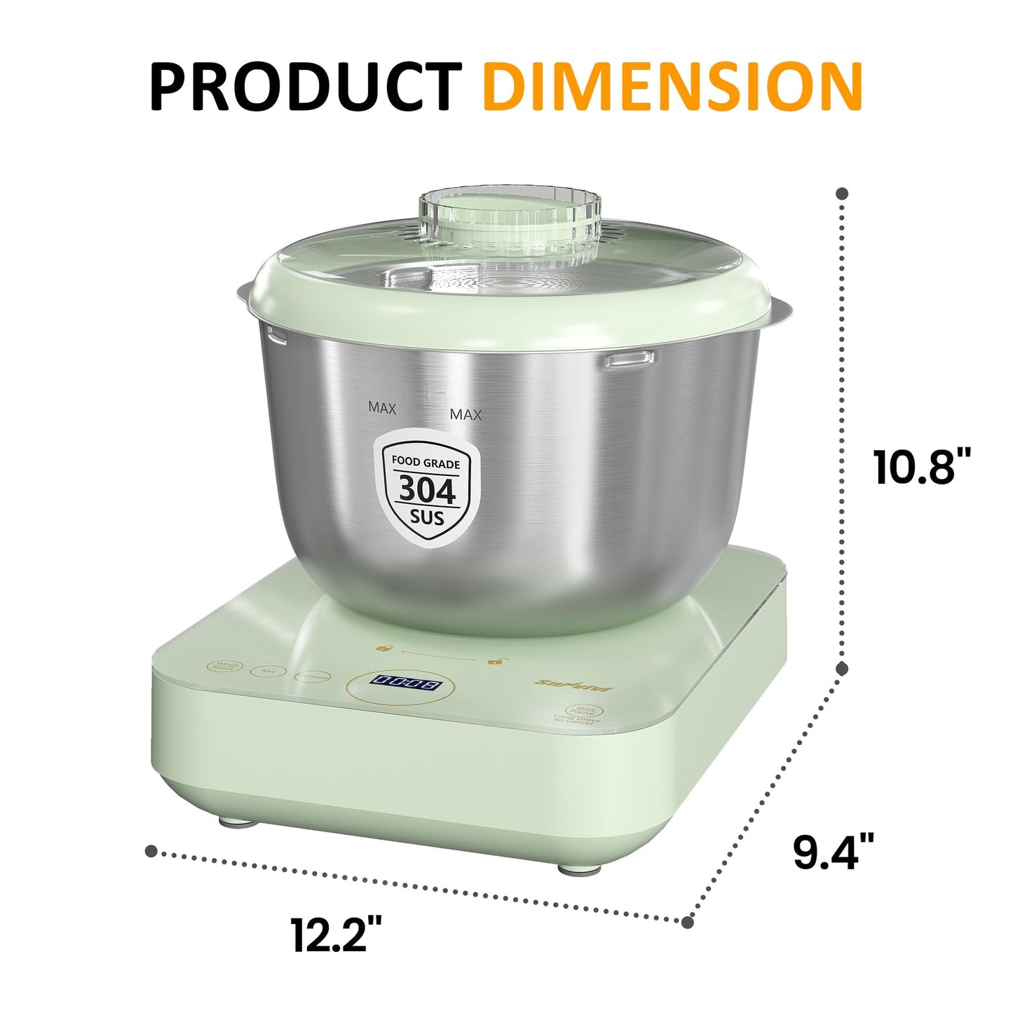 SUNVIVI Electric Dough Maker with Weighing Function,5.2QT Dough Mixer with Ferment Function,Household Dough Maker Kitchen Flour Kneading Machine with Stainless Steel Bowl,Face-up Touch Panel