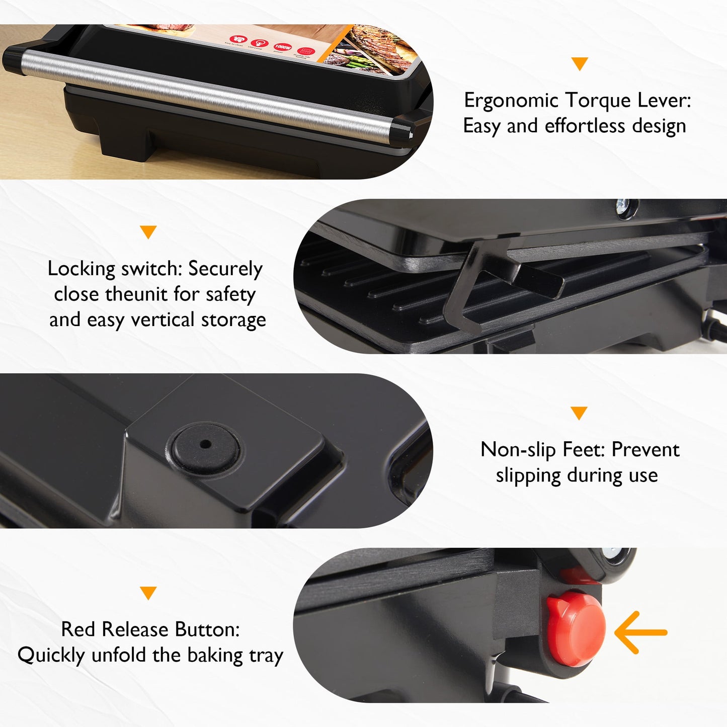 Sunvivi 1000W Portable Panini Press Sandwich Maker