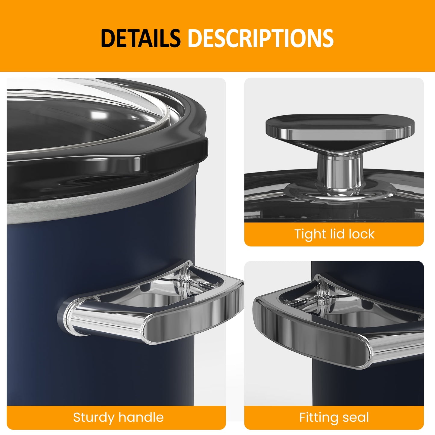 Sunvivi 2QT Small Slow Cooker with Removable Ceramic Pot, 3 Heating Settings - Blue