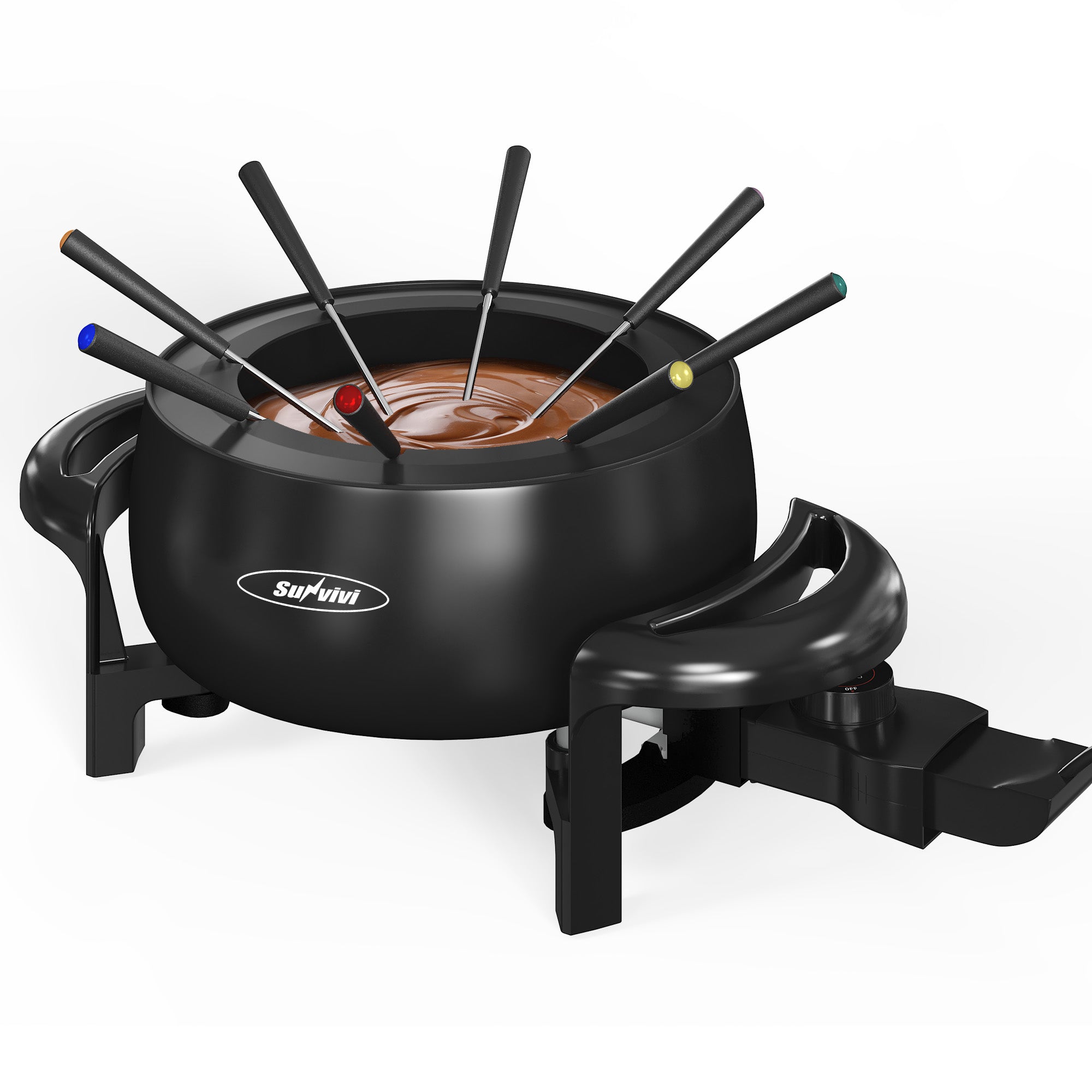 Electric Fondue Pot Set, 3 Quart Fondue Set for Melting Chocolate Cheese with 8 Color-Coded Forks