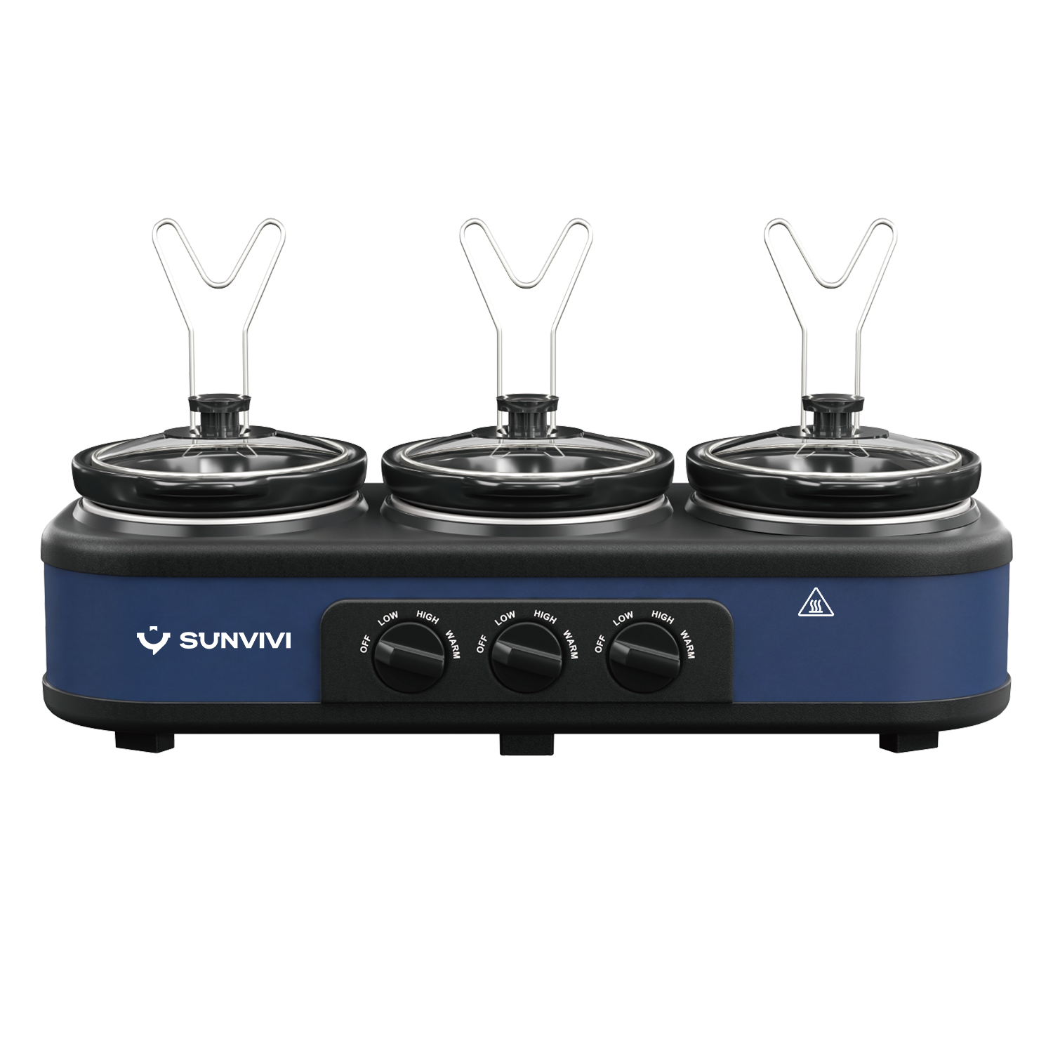 Sunvivi 4.5QT Triple Slow Cooker Buffet Server with 3 x 1.5QT Pots