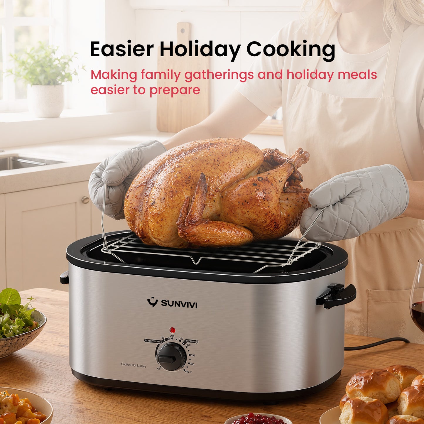 Sunvivi 18 QT Electric Roaster, Turkey Roaster Oven