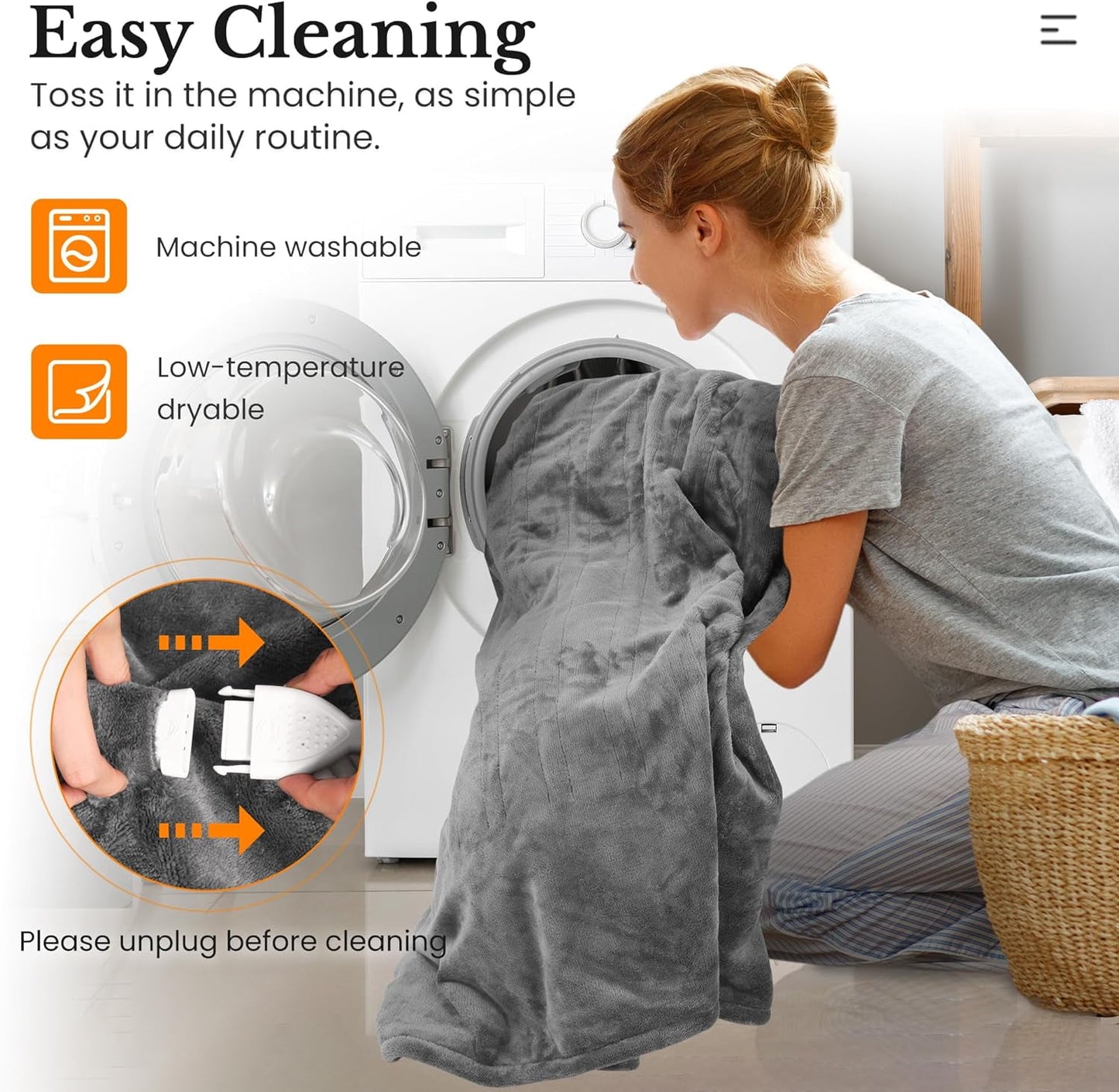 Royalcraft Electric Heated Blanket, 84" x 62" Twin Size Electric Blanket with 10 Heating Levels and 12 Hours Auto-Off, Soft Flannel Blanket with ETL & FCC Certification, Grey