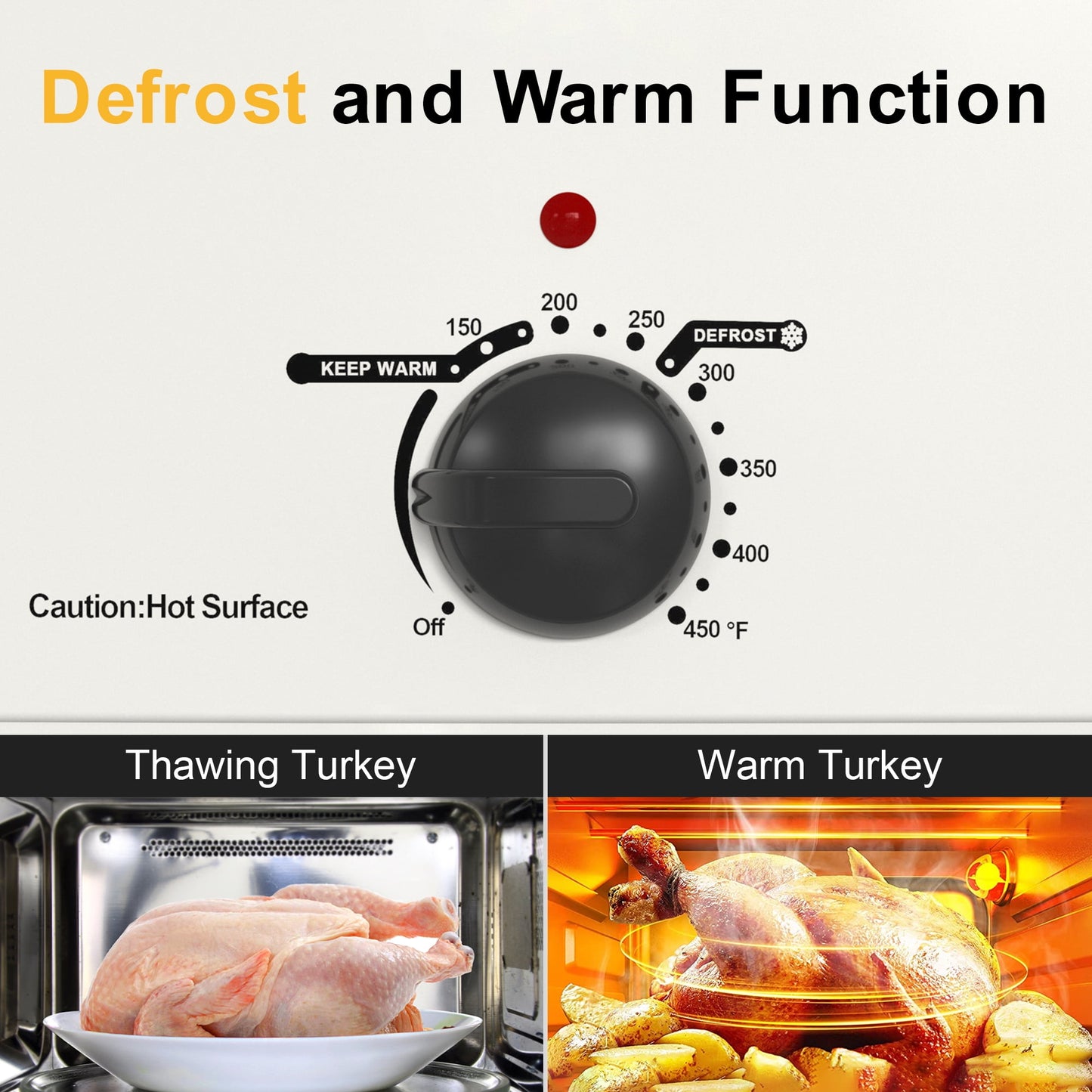 Sunvivi 22 Quart Electric Turkey Roaster Oven with Visible Glass Lid,and Removable Pan & Rack, Stainless Steel,White