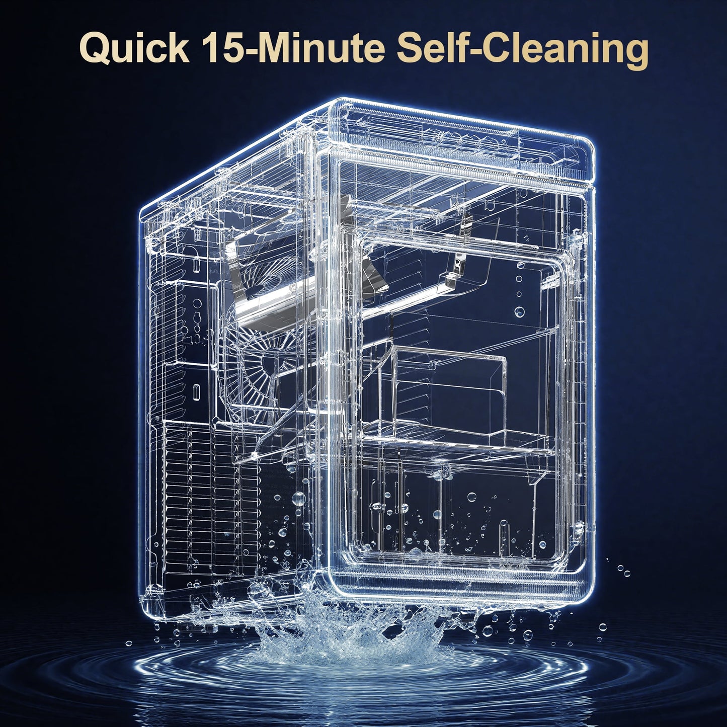 Sunvivi Clear Ice Maker for Home ¨C Compact Countertop Ice Machine with 1.6" Square Ice Cubes, Self-Cleaning, LED Light & Timer, Portable Electric Ice Maker for Kitchen, Bar, RV, Black