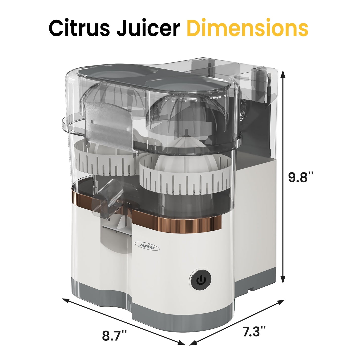 Sunvivi Dual-Head Electric Citrus Juicer, Plug-inModel Juicer Machine with Cleaning Brush, Portable Lemon Squeezer for Fresh Orange, Lemon, Lime, Kiwi, Grapefruit, Easy to Clean