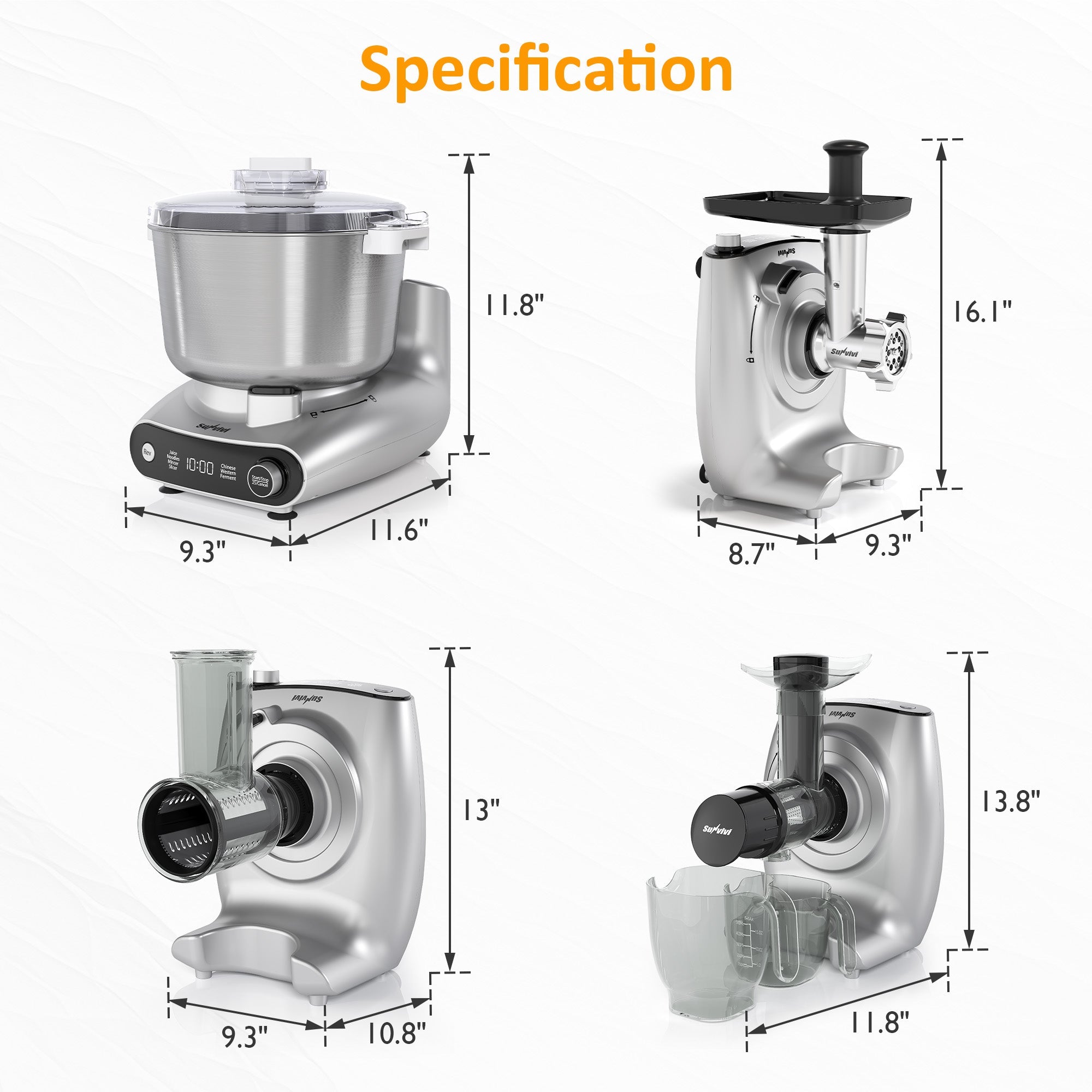 4-in-1 Multifunction Stand Mixer with Fermentation 5.3QT Electric Dough Mixer