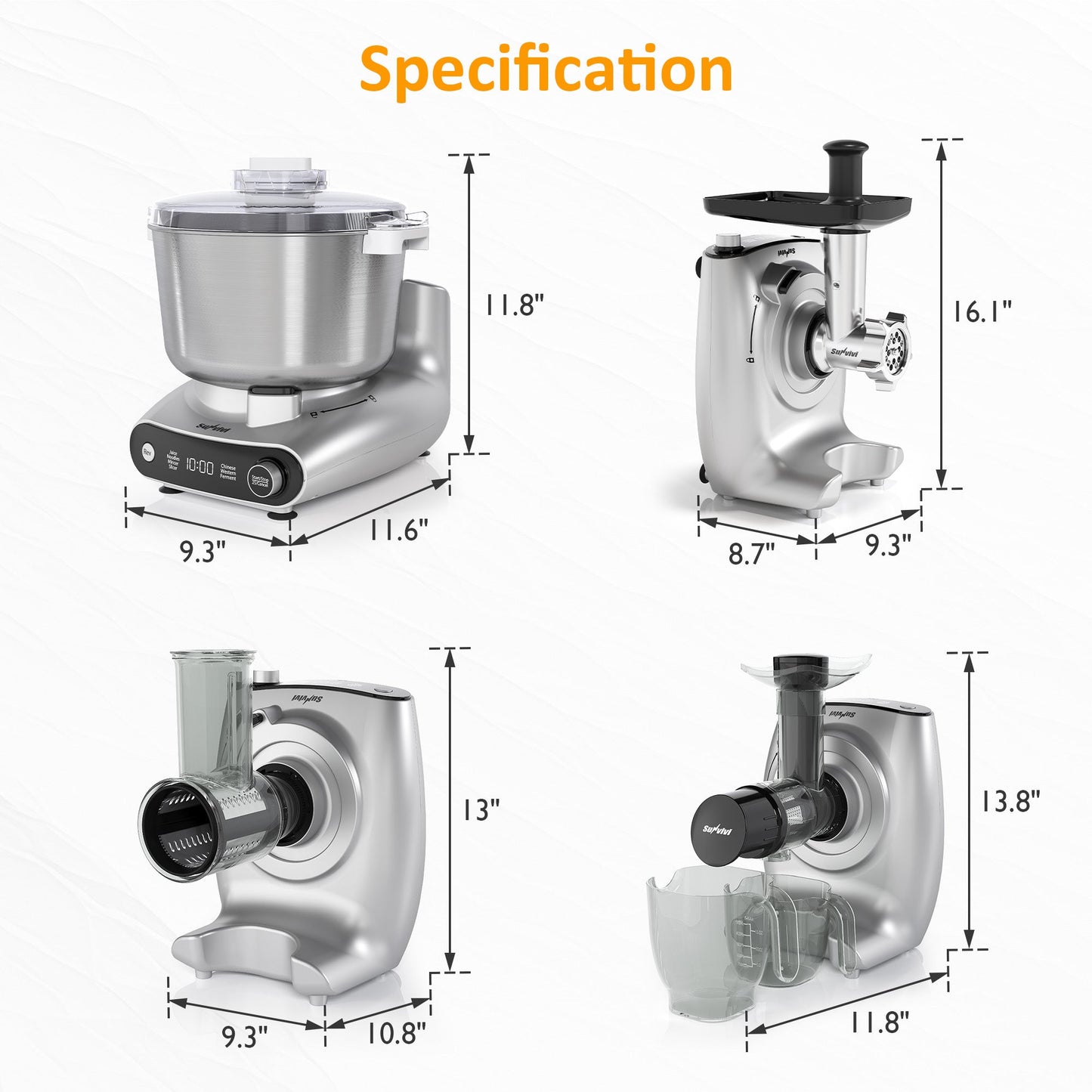 4-in-1 Multifunction Stand Mixer with Fermentation 5.3QT Electric Dough Mixer